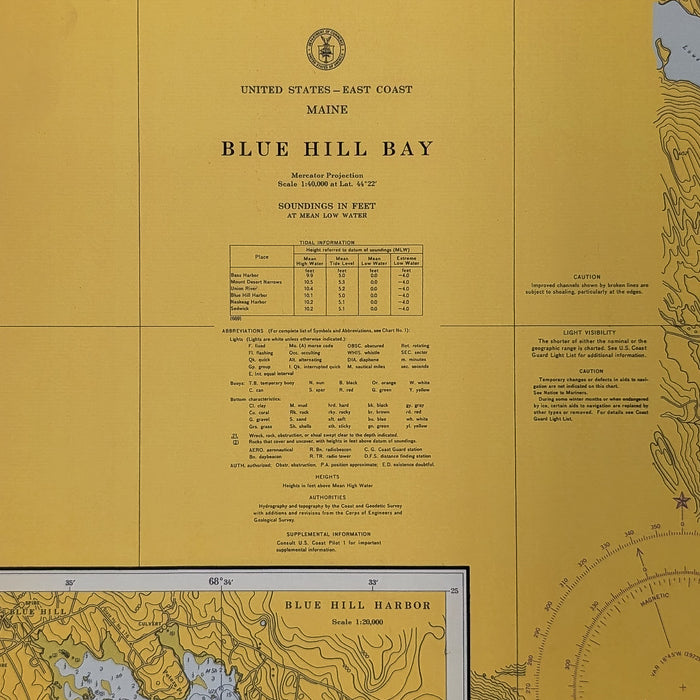 Blue Hill Bay - Vintage Nautical Maine Map