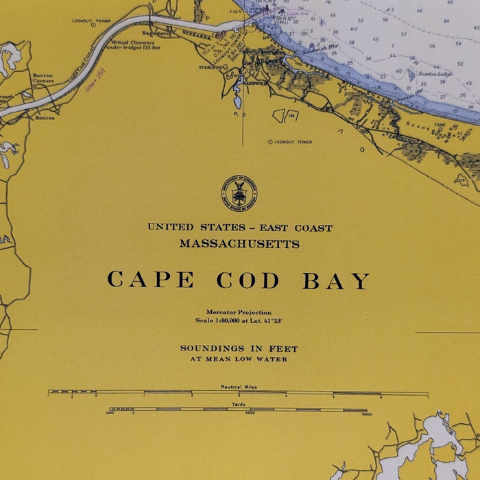 Map of Cape Cod Bay (1942) - Vintage Map Reproduction