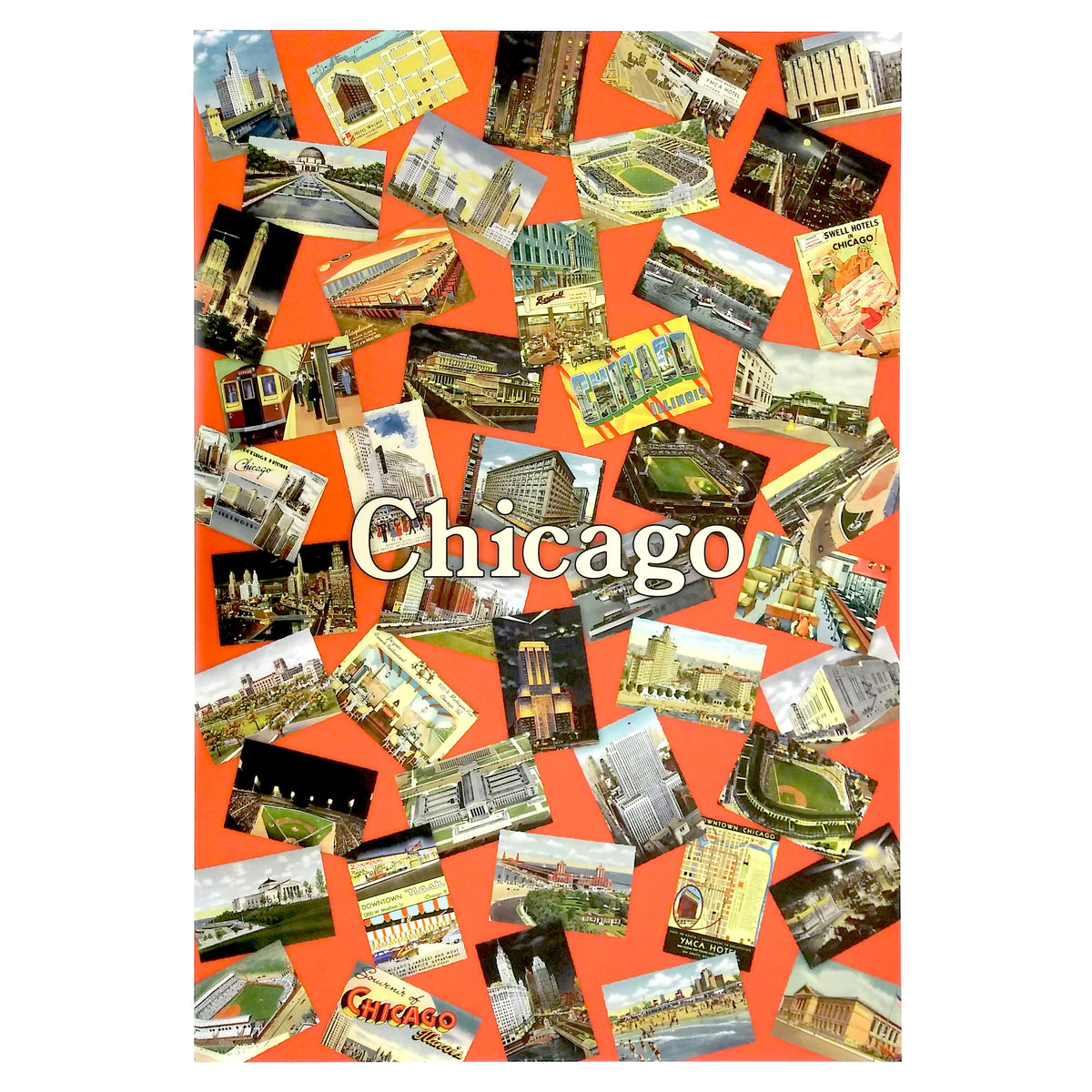 Chicago Post Card Collage - Vintage Map Reproduction