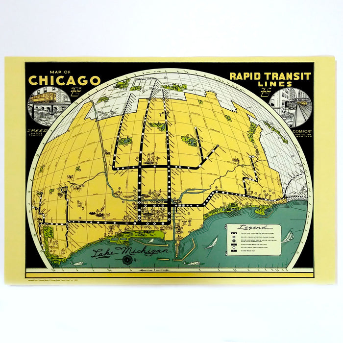 Chicago Rapid Transit Lines - Vintage Map Reproduction