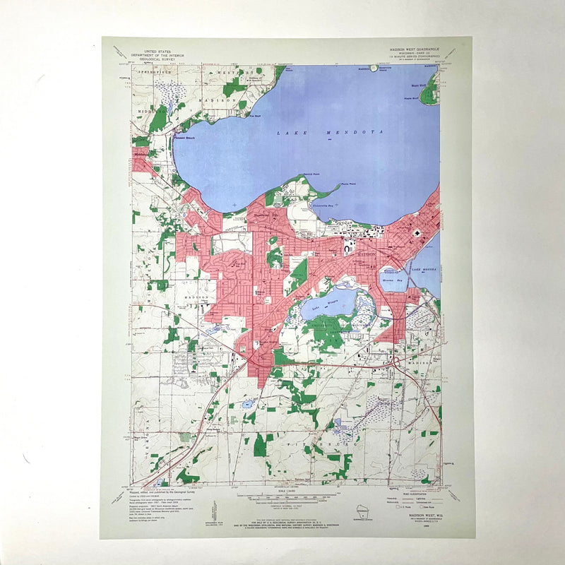 Wisconsin Topographical Map - Vintage Map Reproduction