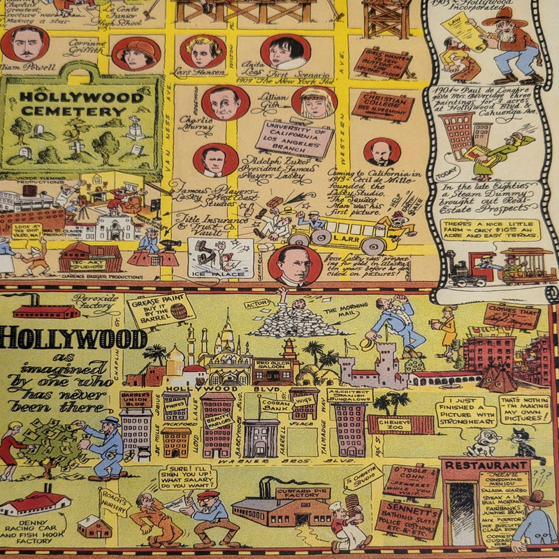 Map of Hollywood - Vintage Map Reproduction