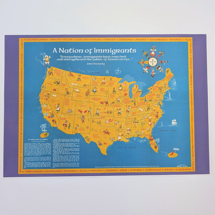 Nation of Immigrants - Vintage Map Reproduction