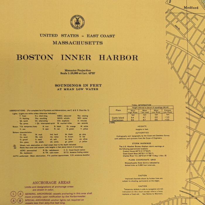 Boston Harbor Nautical - Vintage Map Reproduction