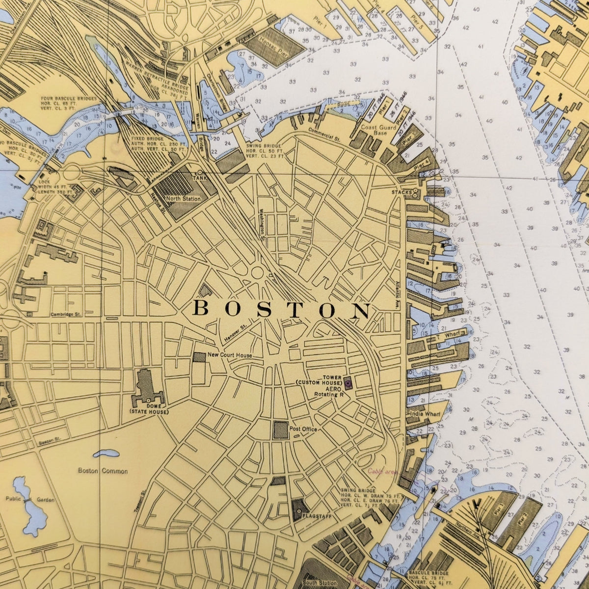 Boston Harbor Nautical - Vintage Map Reproduction