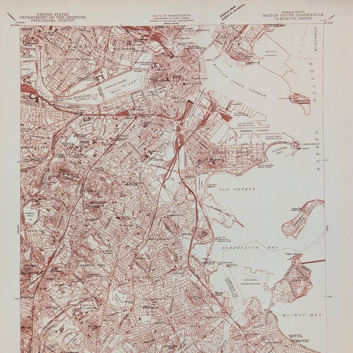Boston Topological Map - Vintage Map Reproduction