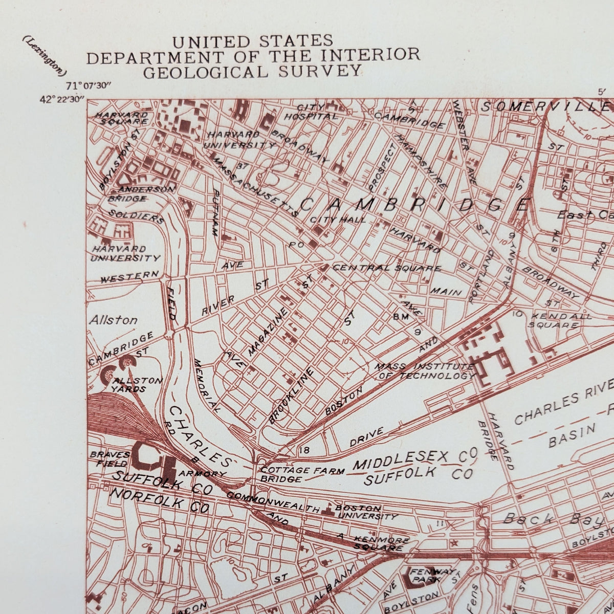 Boston Topological Map - Vintage Map Reproduction