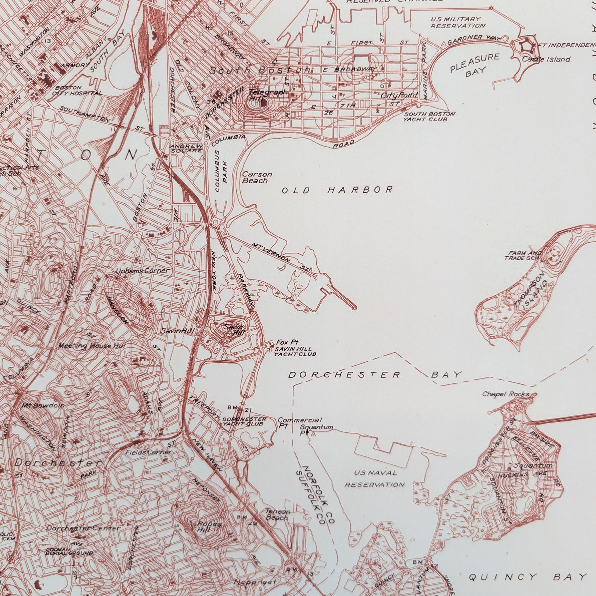 Boston Topological Map - Vintage Map Reproduction