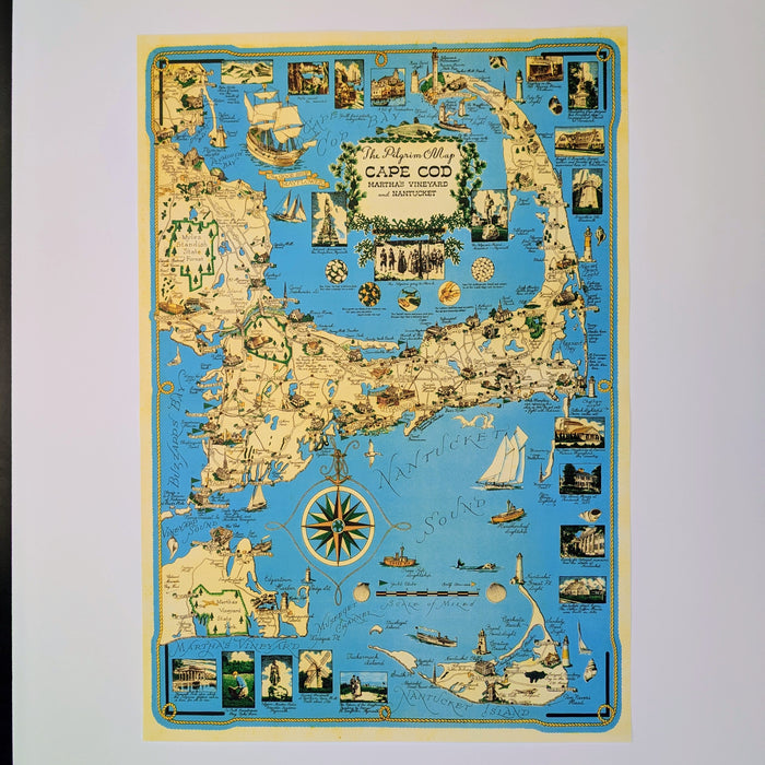 The Pilgrim Map of Cape Cod - Vintage Map Reproduction