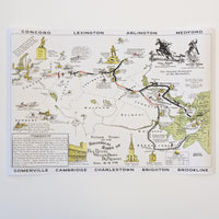 Historic Ride of Paul Revere - Vintage Map
