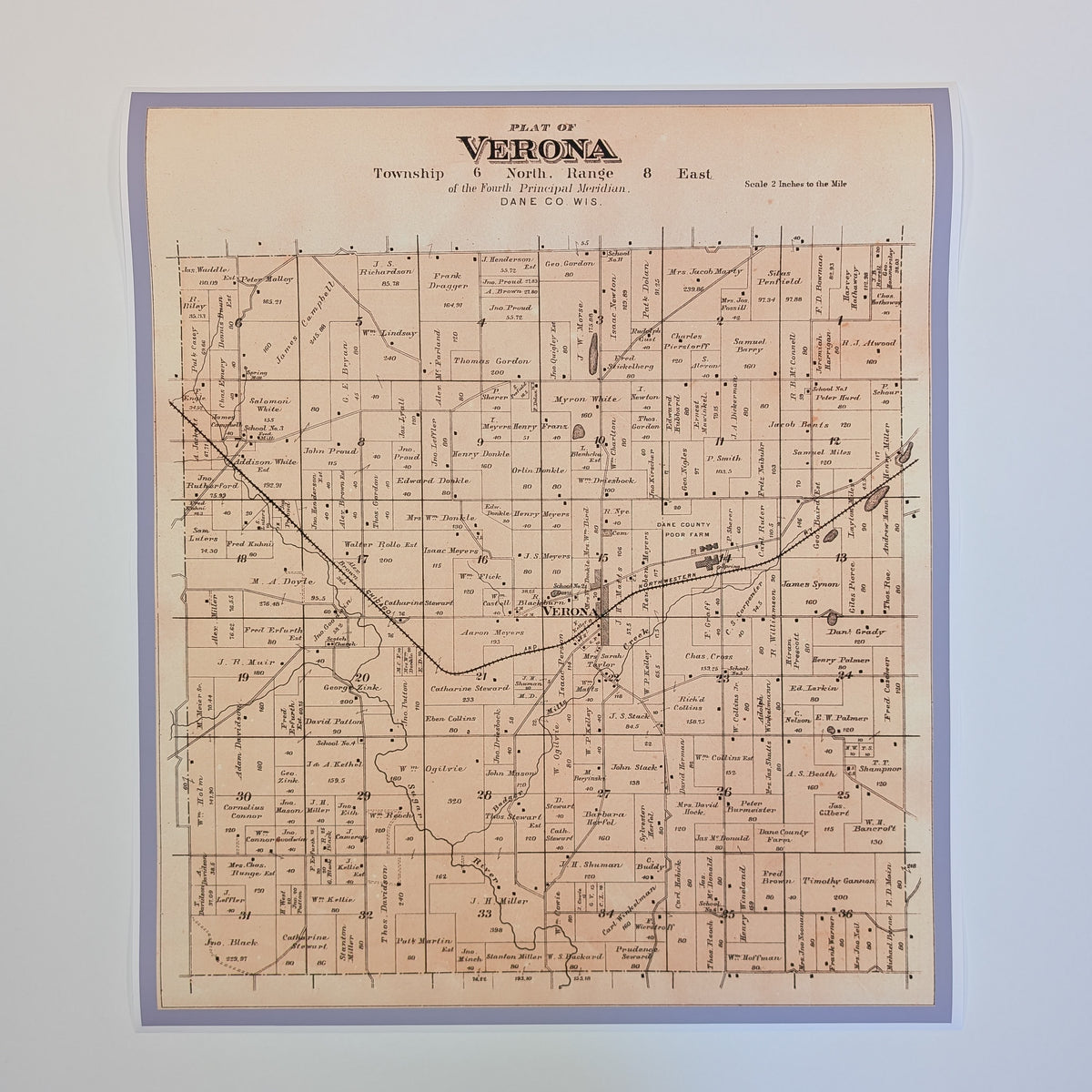 Township of Verona, WI - Vintage Map Reproduction