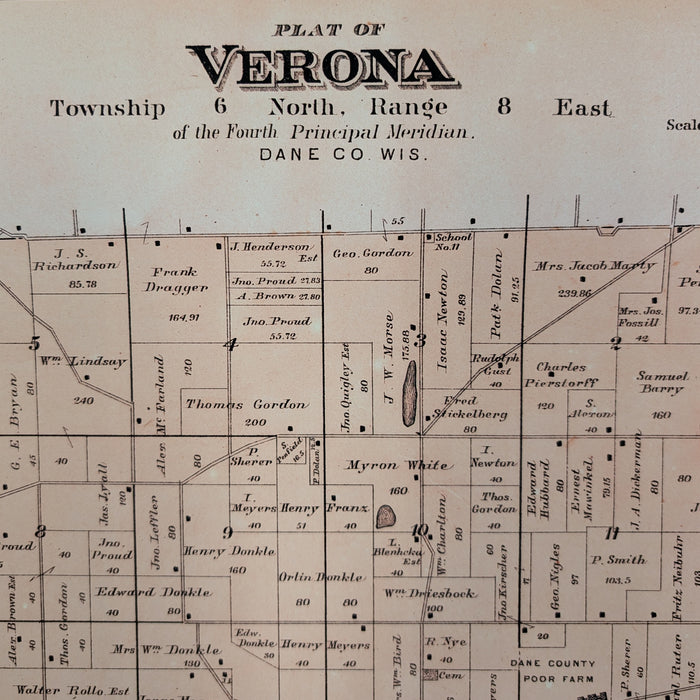 Township of Verona, WI - Vintage Map Reproduction