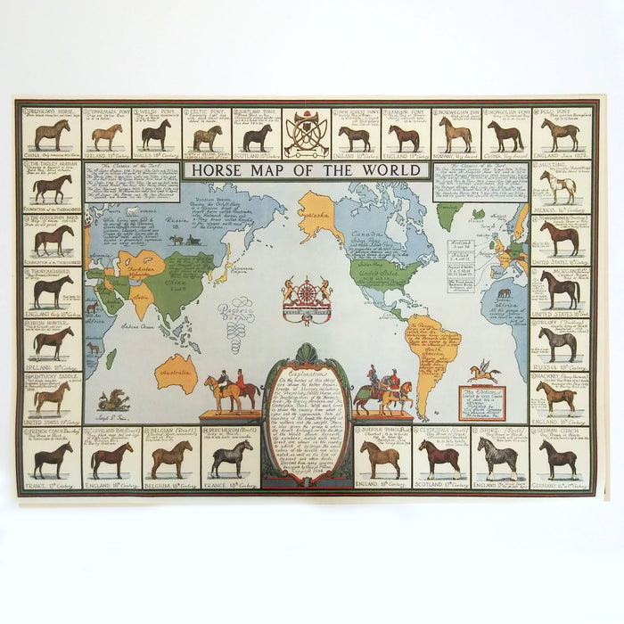 Horse Map of the World - Vintage Map Reproduction