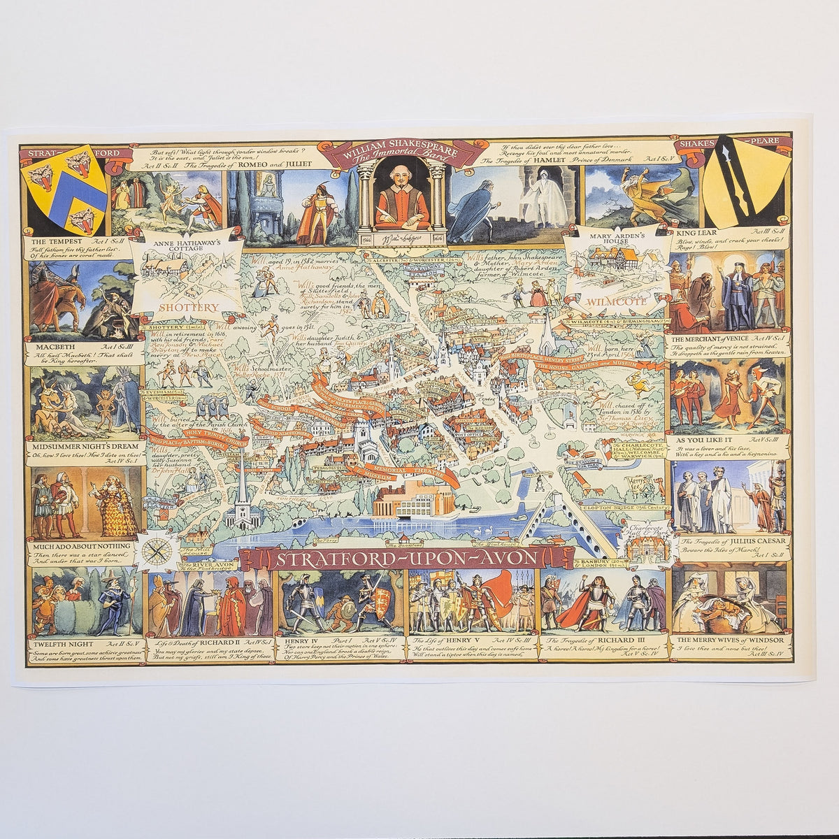 Stratford upon Avon - Shakespeare Vintage Map