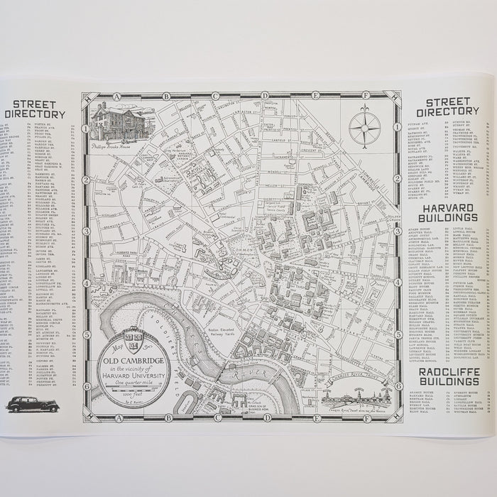 Map of Old Cambridge - Harvard Square Vintage Map