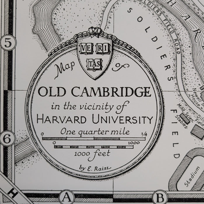 Map of Old Cambridge - Harvard Square Vintage Map