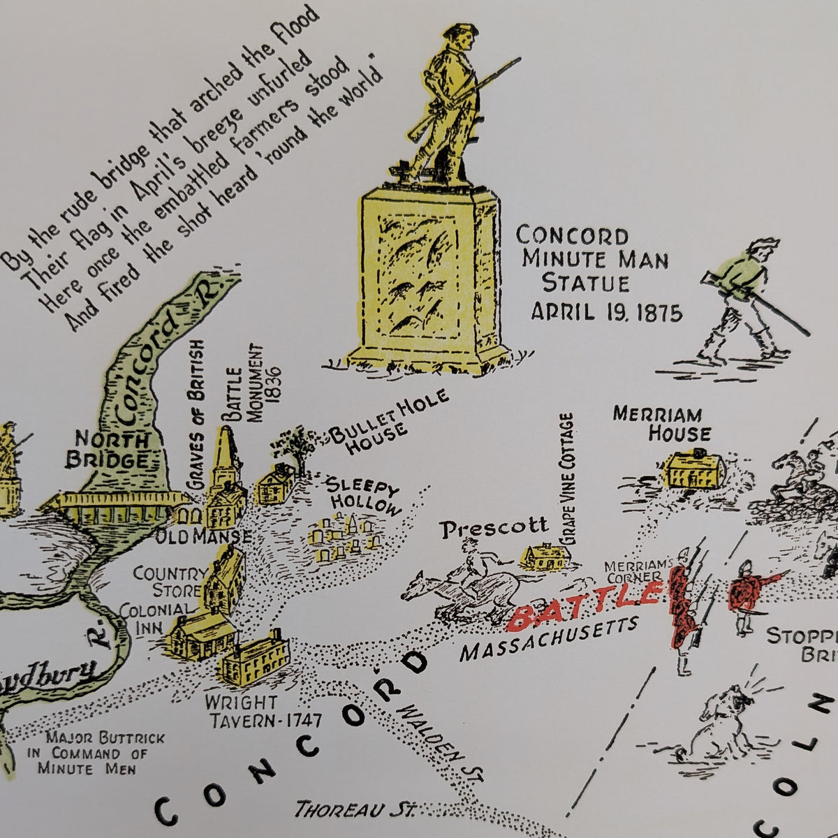 Historic Ride of Paul Revere - Vintage Map