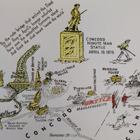 Historic Ride of Paul Revere - Vintage Map