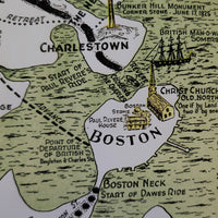 Historic Ride of Paul Revere - Vintage Map