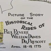 Historic Ride of Paul Revere - Vintage Map