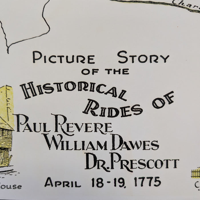 Historic Ride of Paul Revere - Vintage Map