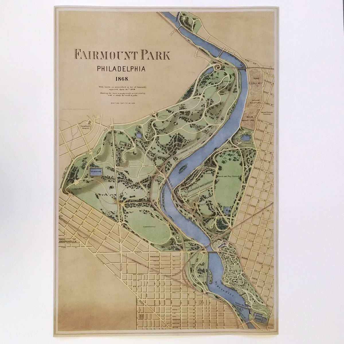 Fairmount Park Philadelphia- Vintage Map Reproduction