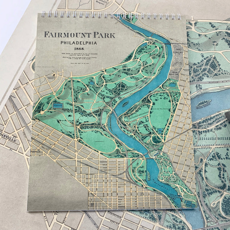 Vintage Fairmount Park Philadelphia Map Sketchbook