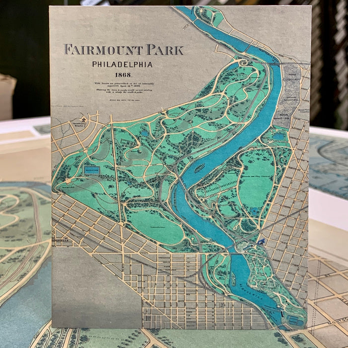 Vintage Fairmount Park Philadelphia Map Greeting Card