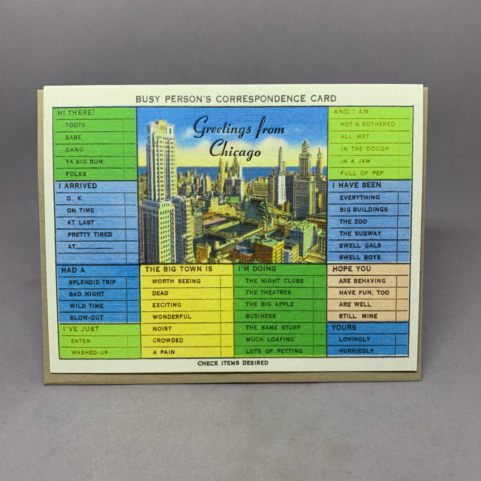 Vintage Chicago Busy Person Card