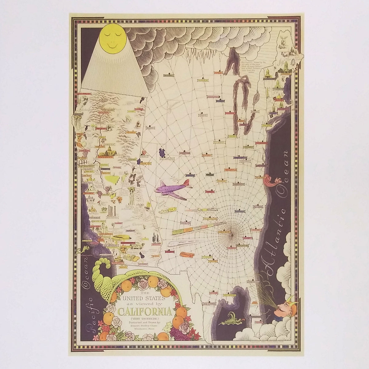 The US As Viewed by California - Vintage Map Reproduction