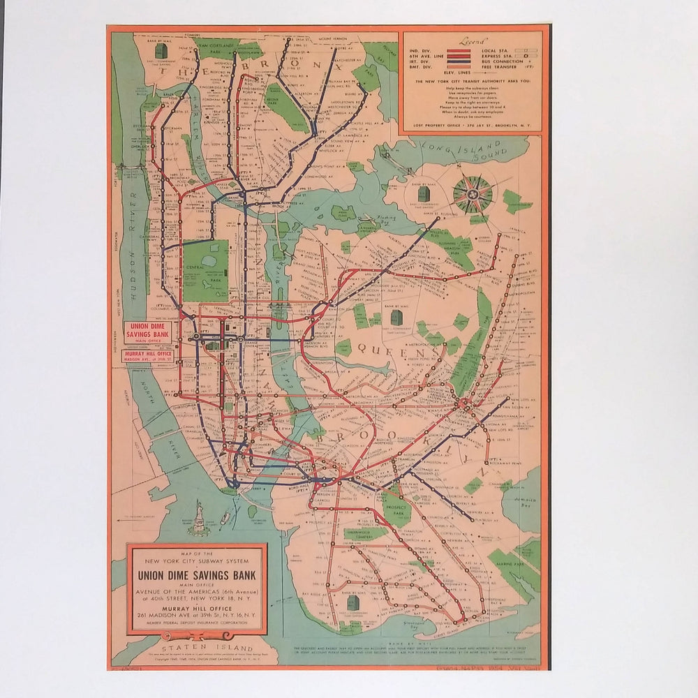 New York City Subway System - Vintage Map Reproduction – Big Wheel Press