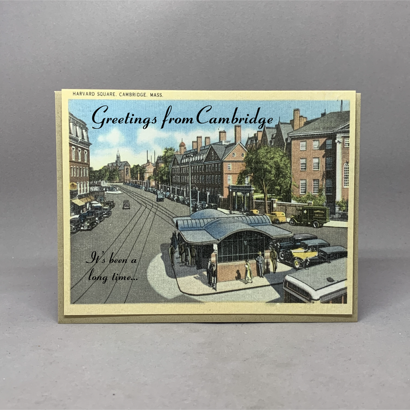 Vintage Harvard Square Cambridge Massachusetts Card